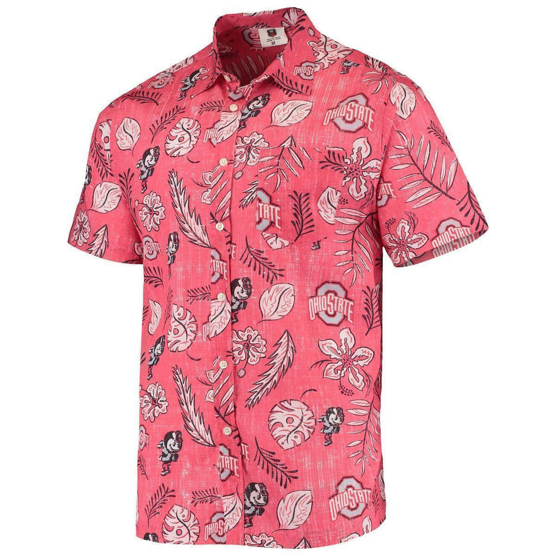 Wes & Willy Men's Scarlet Ohio State Buckeyes Vintage Floral Button-Up Shirt - Image 3 of 4