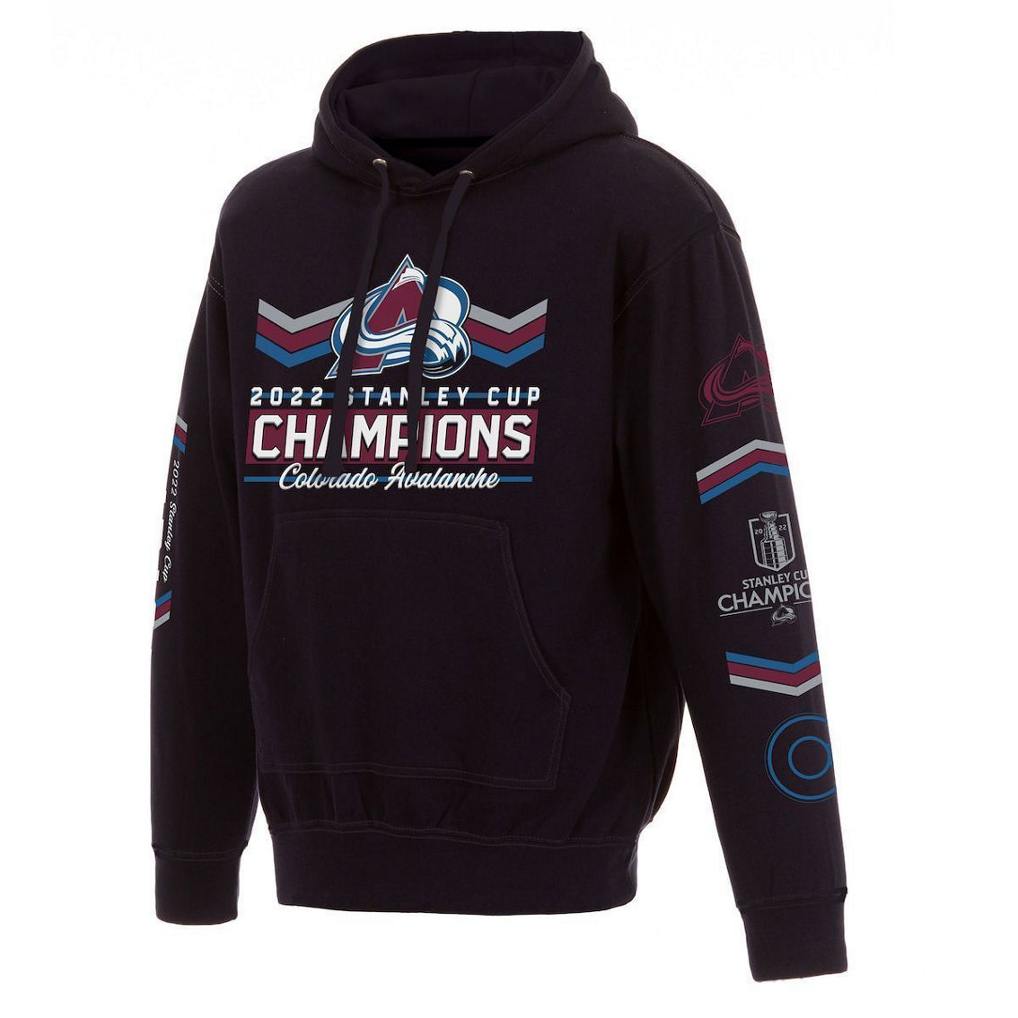 JH Design Men's Black Colorado Avalanche 3-Time Stanley Cup s Pullover Hoodie - Image 3 of 4