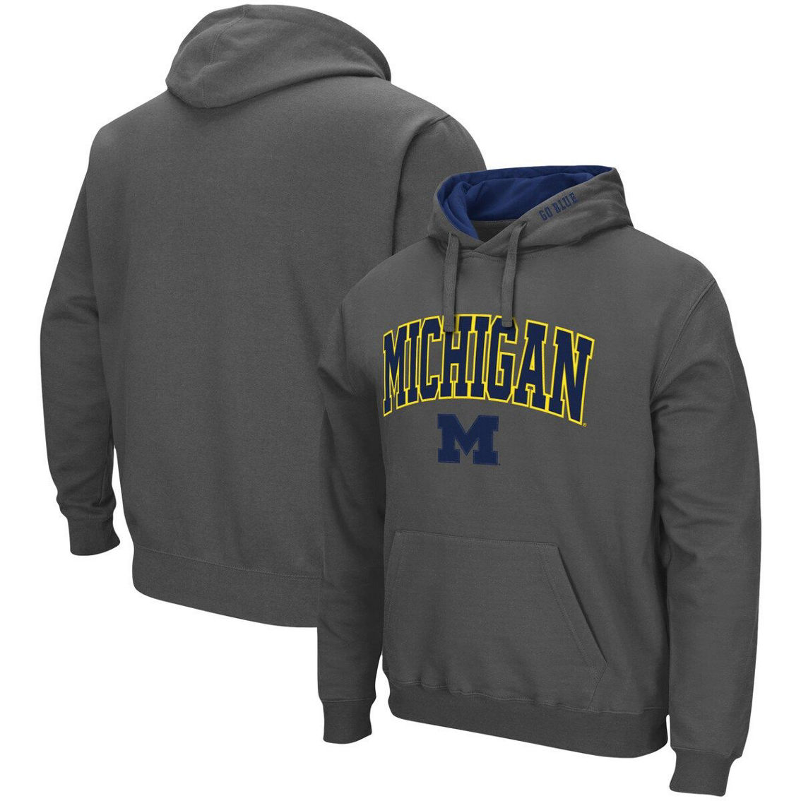Colosseum Men's Charcoal Michigan Wolverines Arch & Logo 3.0 Pullover Hoodie - Image 2 of 4
