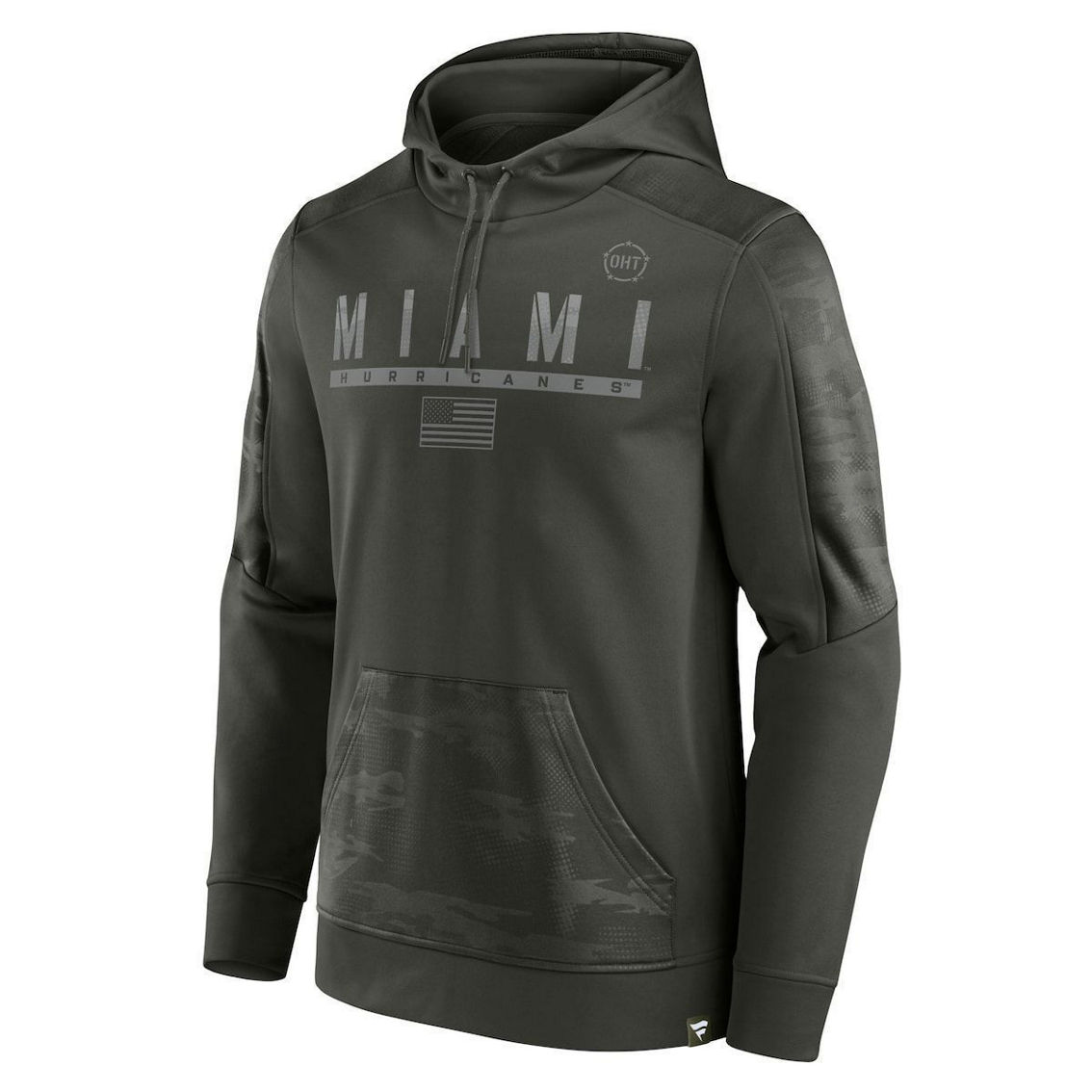 Fanatics Branded Men's Olive Miami Hurricanes OHT Military Appreciation Guardian Pullover Hoodie - Image 3 of 4