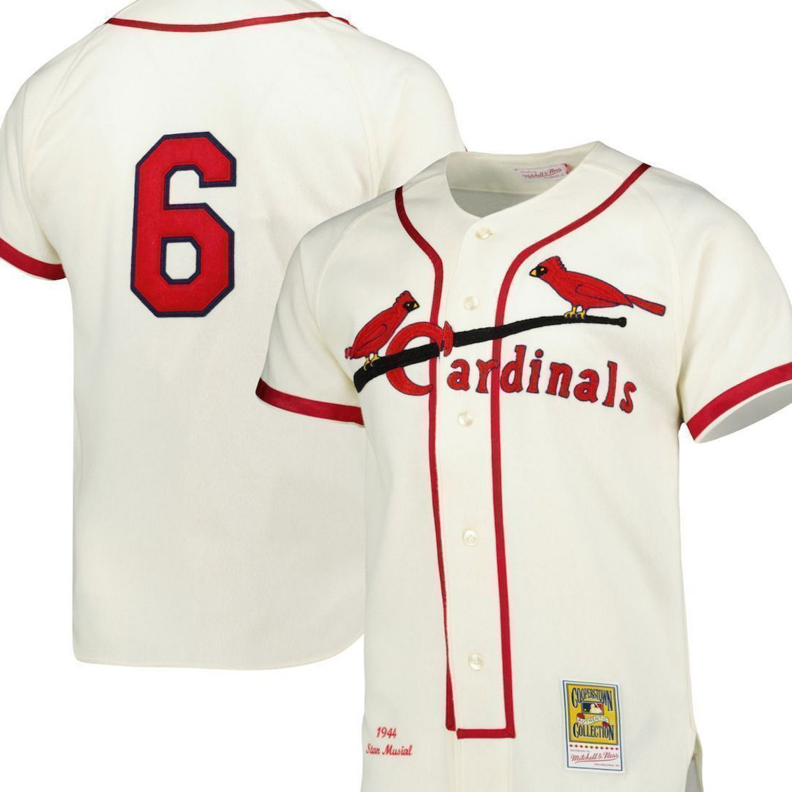 Mitchell & Ness Men's Stan Musial Cream St. Louis Cardinals 1944  Cooperstown Collection Authentic Jersey, Fan Shop