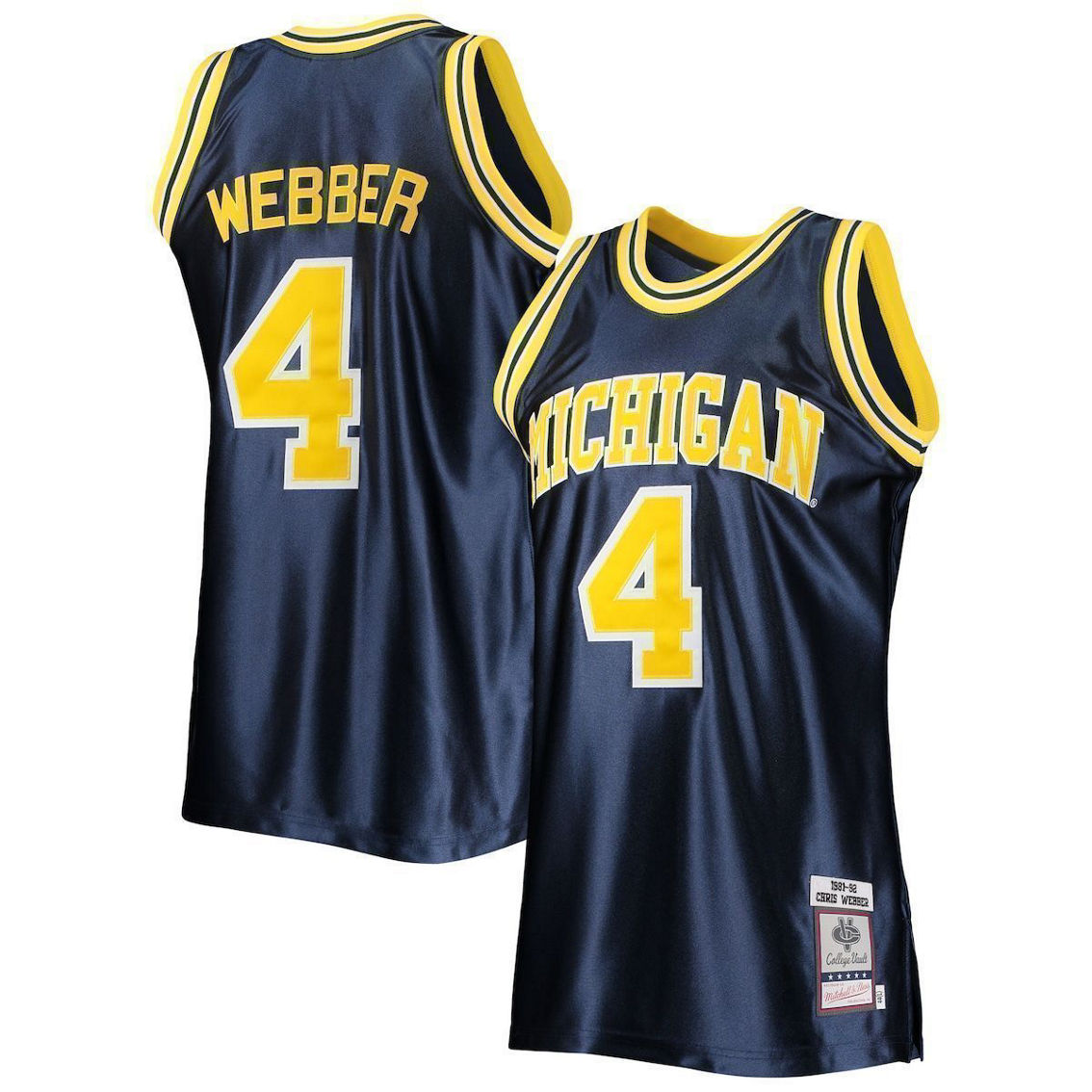 Mitchell & Ness Men's Chris Webber Navy Michigan Wolverines 1991/92 Authentic Throwback College Jersey - Image 2 of 4