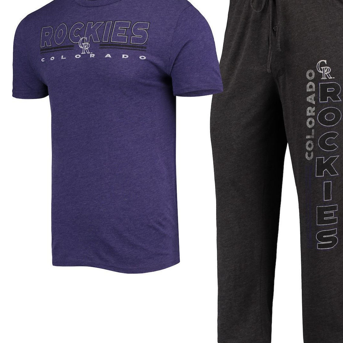 Concepts Sport Men's Purple/Black Colorado Rockies Meter T-Shirt and Pants Sleep Set - Image 2 of 4