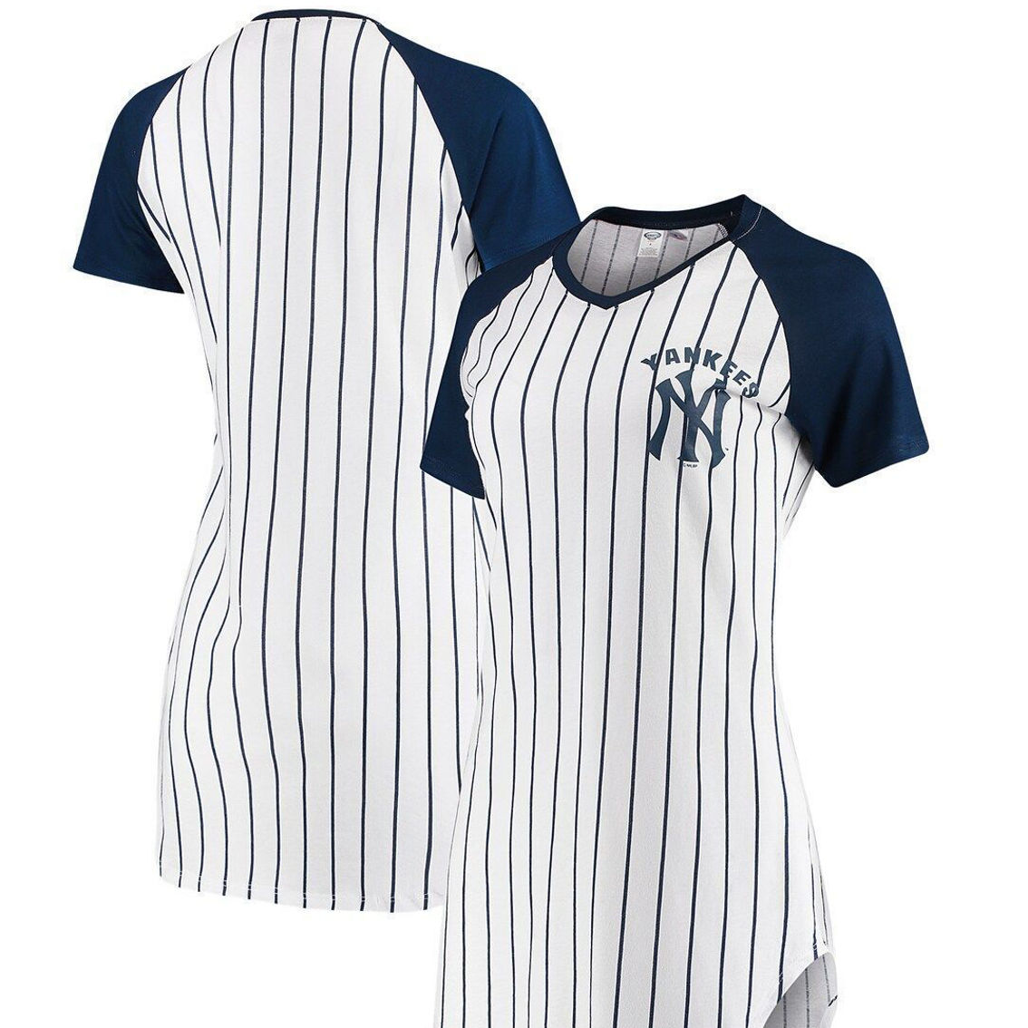 Concepts Sport Women's White New York Yankees Vigor Pinstripe Nightshirt - Image 2 of 4