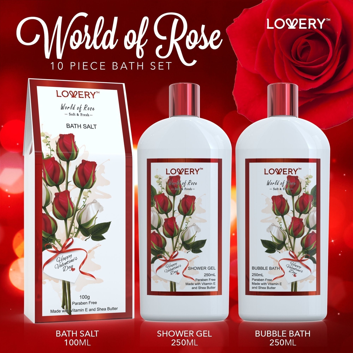 Lovery Mother's Day Spa Gift Basket - Red Rose Scented - Image 2 of 5