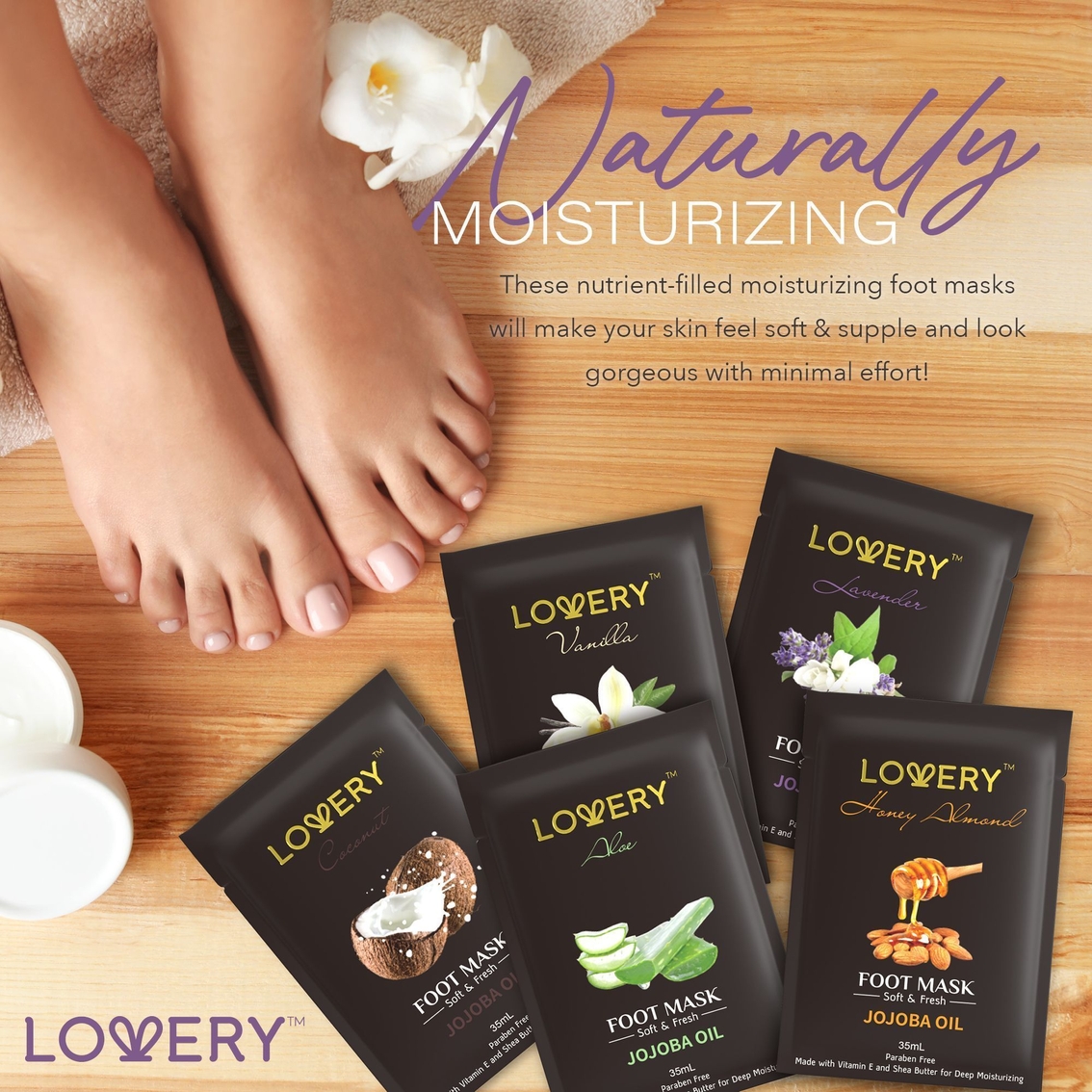 Lovery Deep Conditioning Foot Masks with Vitamine E, Shea Butter & Jojoba Oil - 5pk - Image 4 of 4