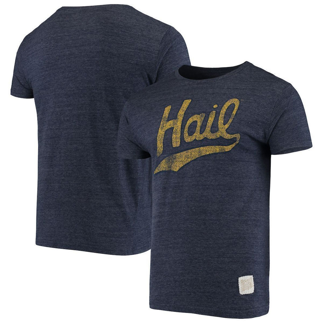 Original Retro Brand Men's Heathered Navy Michigan Wolverines Vintage Hail Tri-Blend T-Shirt - Image 2 of 4