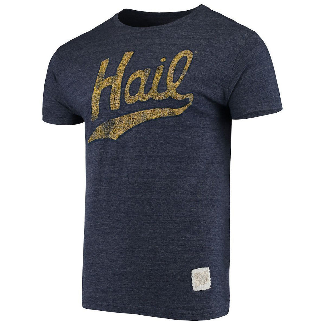Original Retro Brand Men's Heathered Navy Michigan Wolverines Vintage Hail Tri-Blend T-Shirt - Image 3 of 4