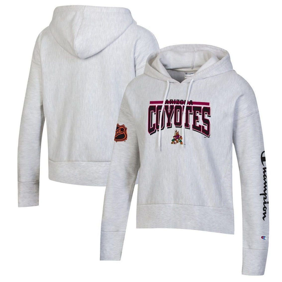 Champion Women's Heathered Gray Arizona Coyotes Reverse Weave Pullover Hoodie - Image 2 of 4