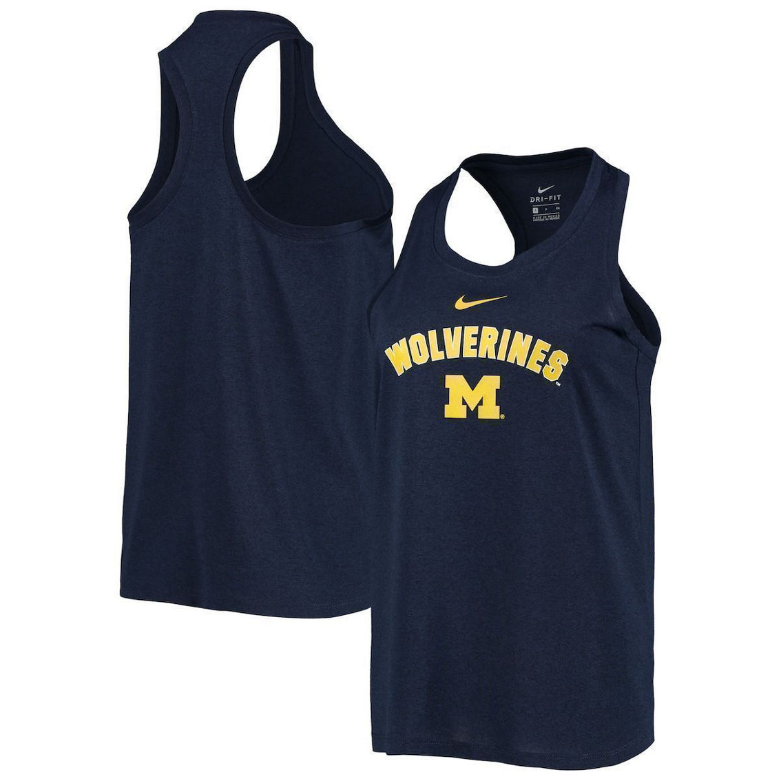 Nike Women's Navy Michigan Wolverines Arch & Logo Classic Performance Tank Top - Image 2 of 4