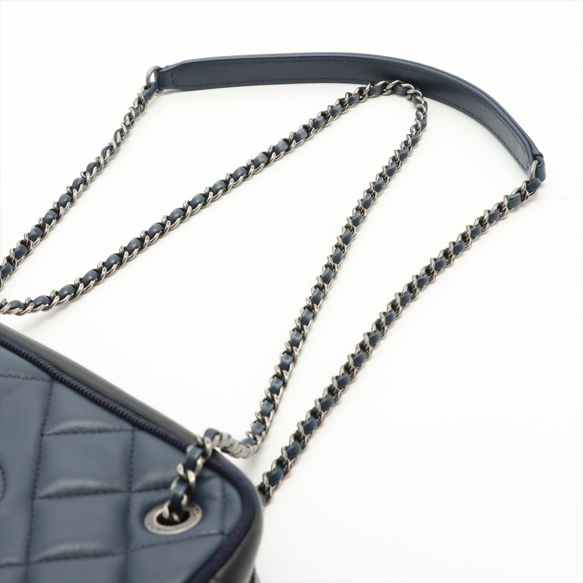 Chanel Black and Navy Matelasse Lambskin Shoulder Bag  (Pre-Owned) - Image 5 of 5