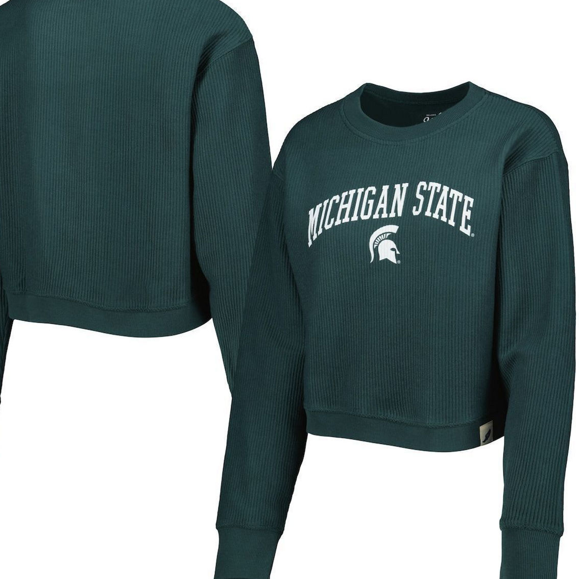 League Collegiate Wear Women's Green Michigan State Spartans Classic Campus Corded Timber Sweatshirt - Image 2 of 4