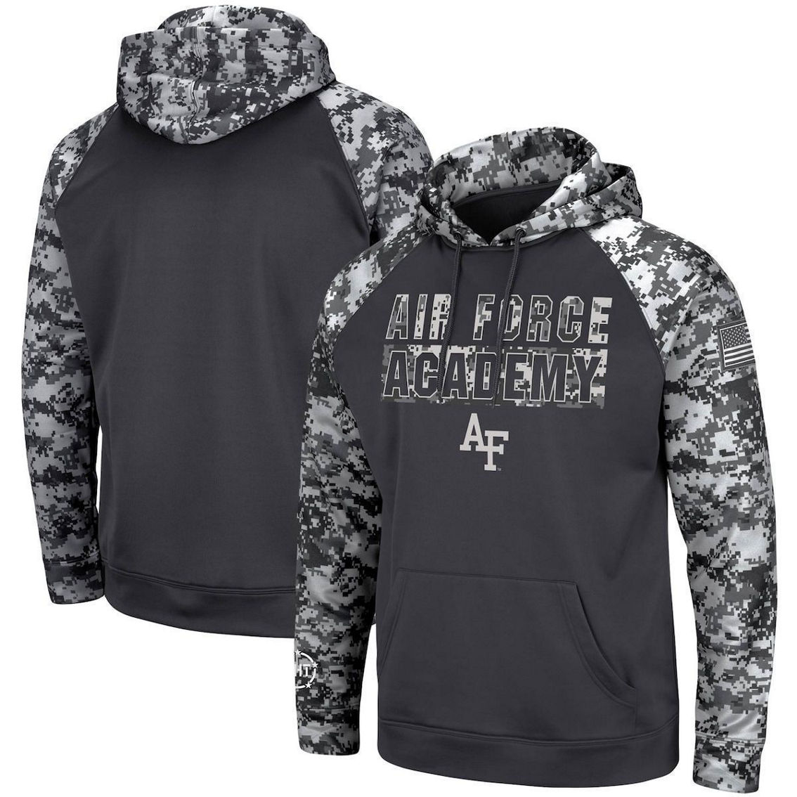 Colosseum Men's Charcoal Air Force Falcons OHT Military Appreciation Digital Camo Pullover Hoodie - Image 2 of 4
