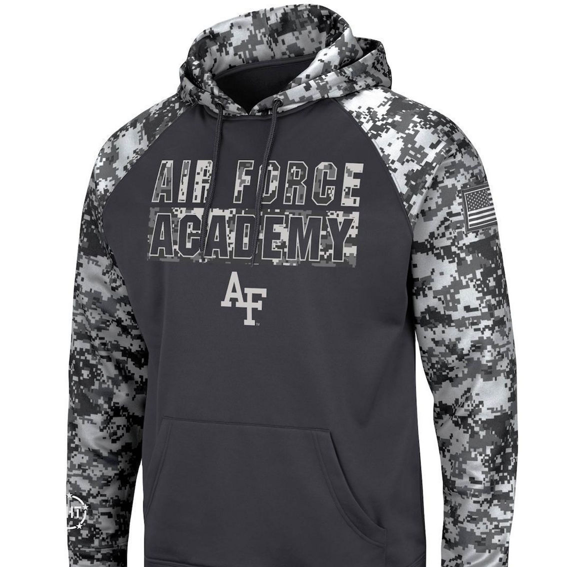 Colosseum Men's Charcoal Air Force Falcons OHT Military Appreciation Digital Camo Pullover Hoodie - Image 3 of 4