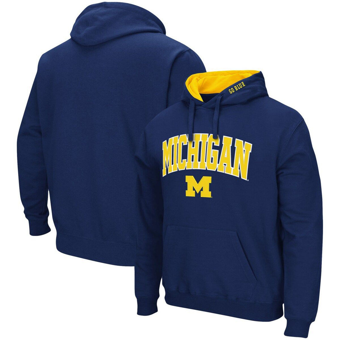 Colosseum Men's Navy Michigan Wolverines Arch & Logo 3.0 Pullover Hoodie - Image 2 of 4
