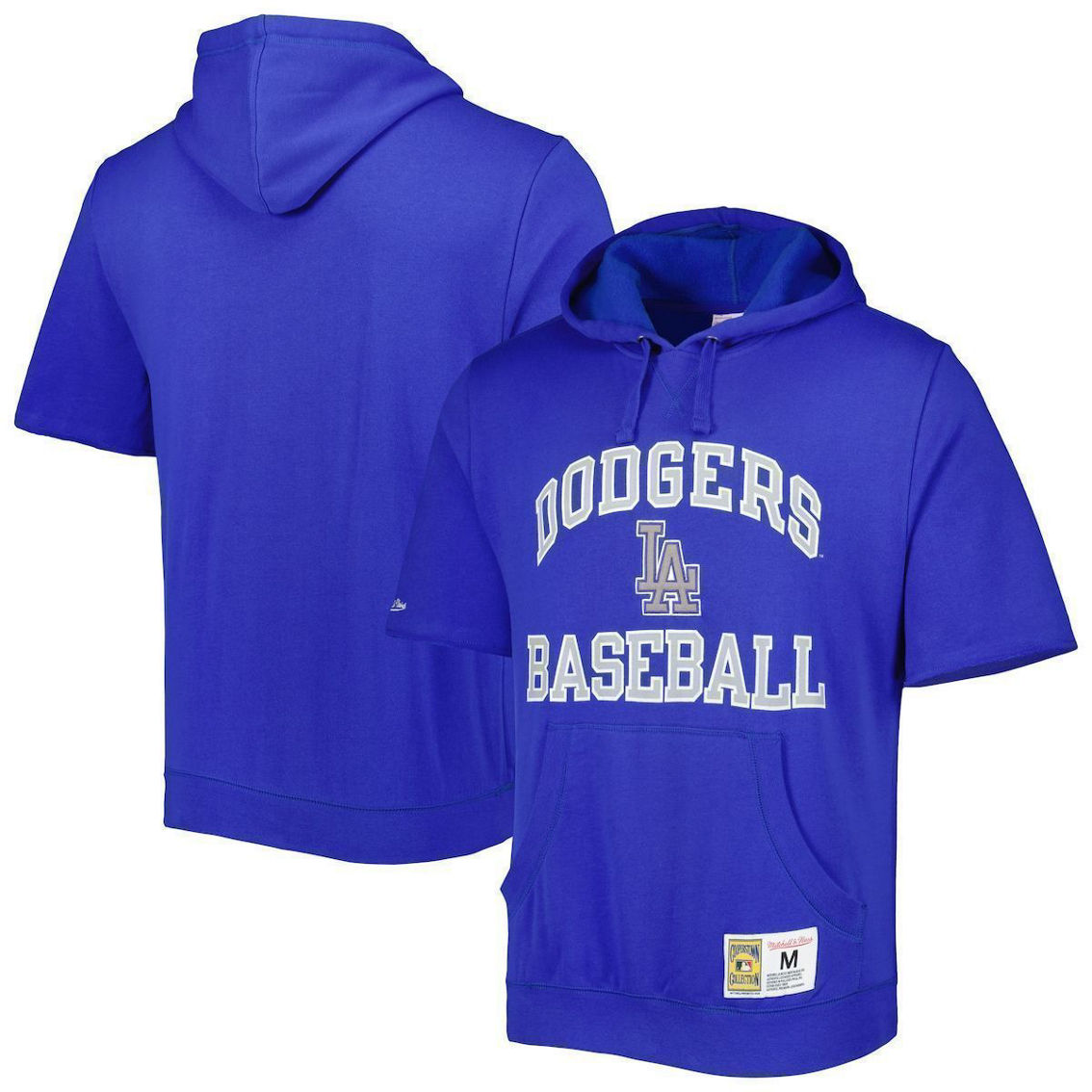 Mitchell & Ness Men's Royal Los Angeles Dodgers Cooperstown Collection Washed Fleece Pullover Short Sleeve Hoodie - Image 2 of 4