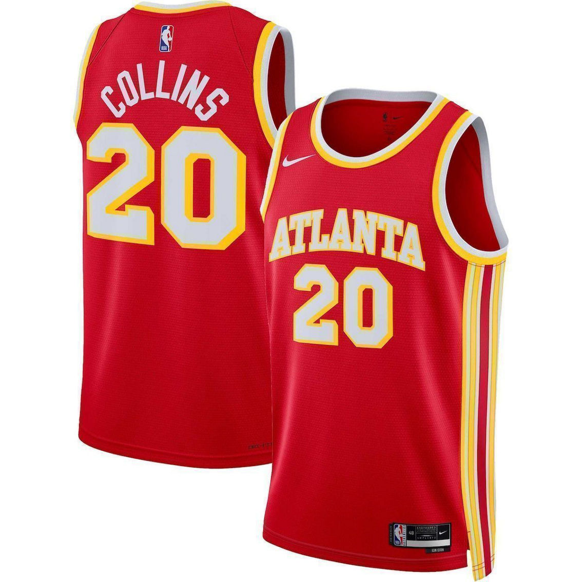 Nike Unisex John Collins Red Atlanta Hawks Swingman Jersey - Icon Edition - Image 2 of 4