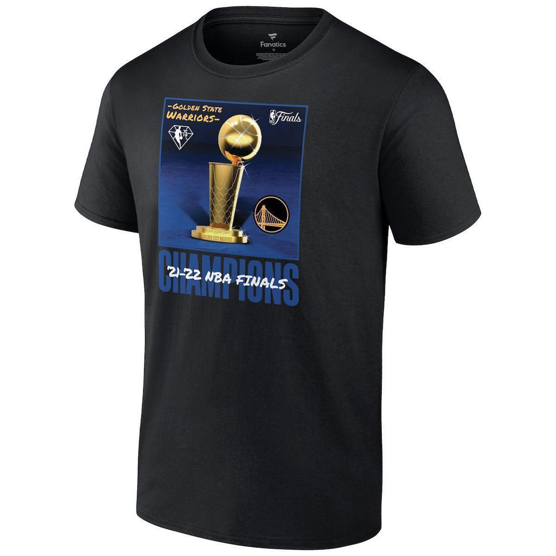 Fanatics Branded Men's Black Golden State Warriors 2022 NBA Finals s 75th Anniversary Jumper Trophy T-Shirt - Image 3 of 4