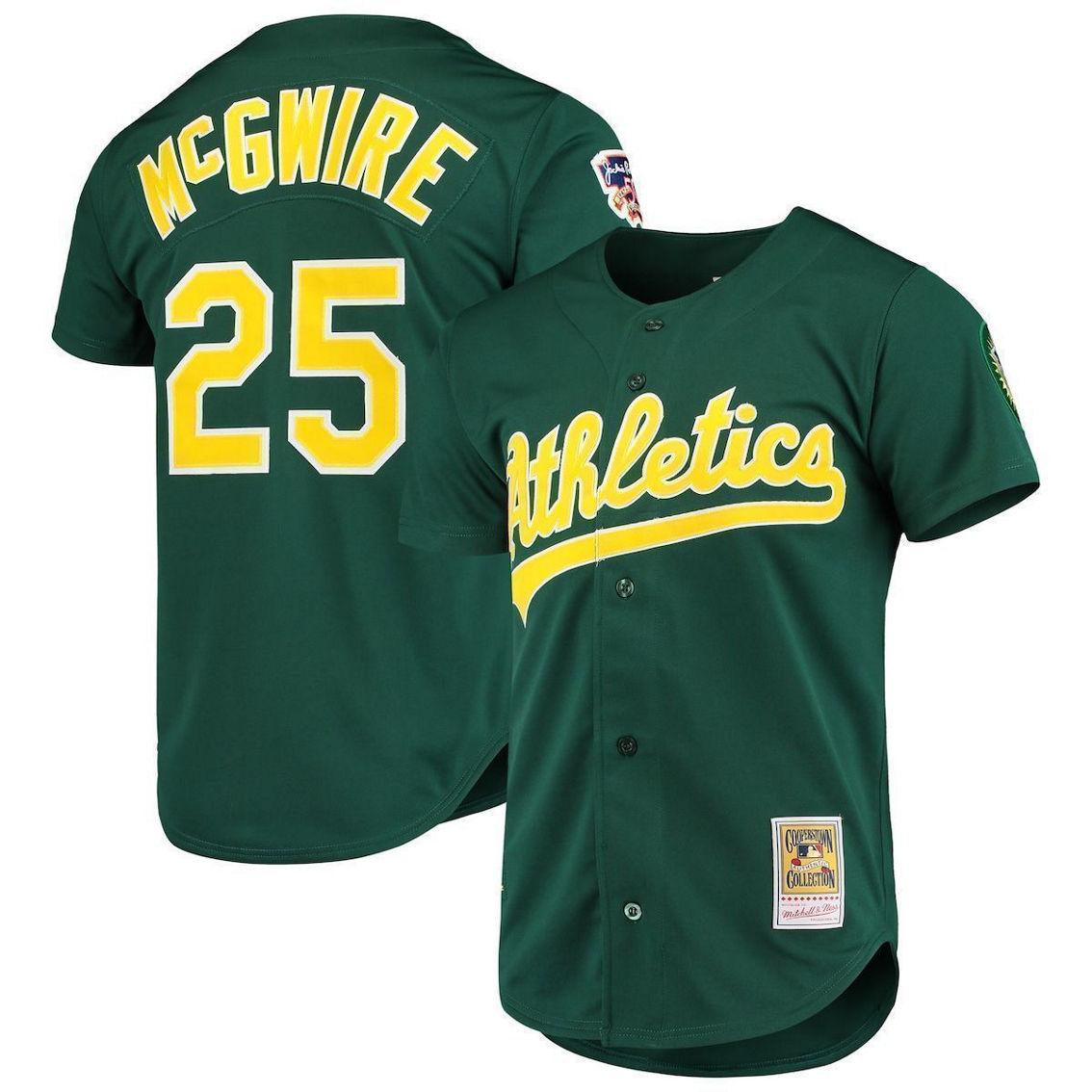 Mitchell & Ness Men's Mark McGwire Green Oakland Athletics 1997 Cooperstown Collection Authentic Jersey - Image 2 of 4