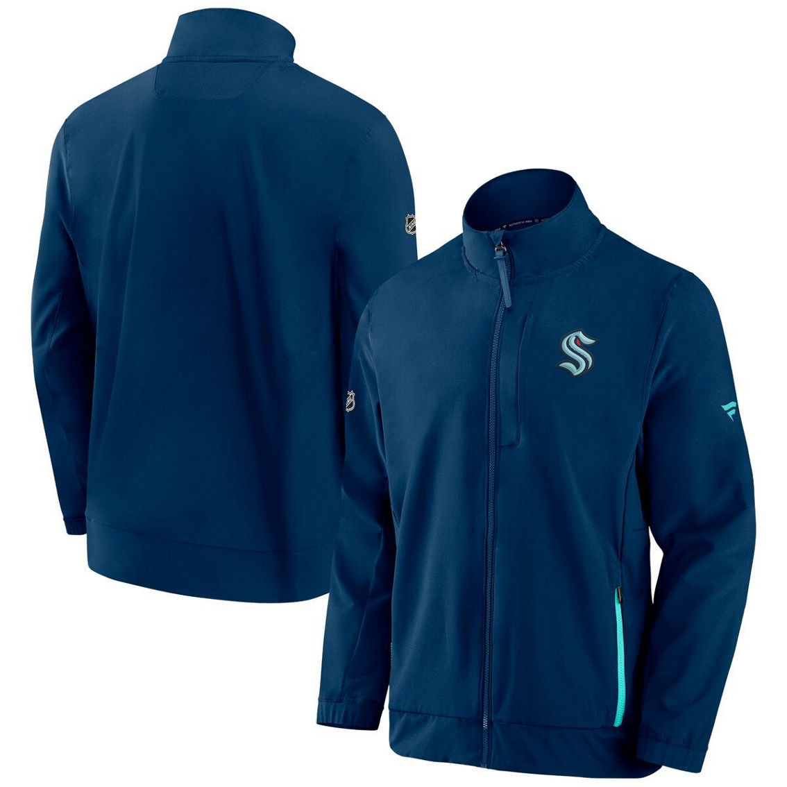 Fanatics Branded Men's Deep Sea Blue Seattle Kraken Authentic Pro Rink Coaches Full-Zip Jacket - Image 2 of 4