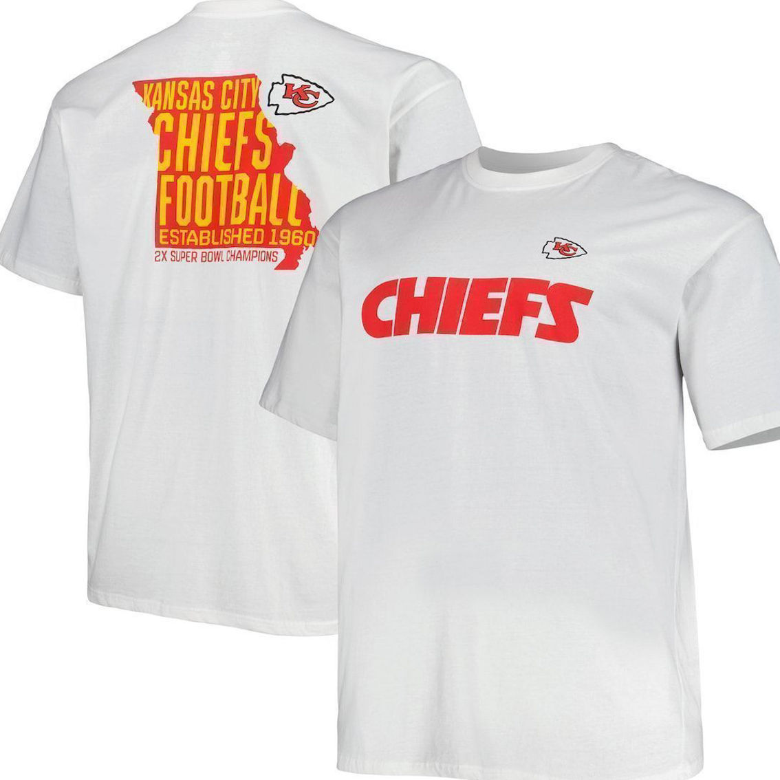 Fanatics Branded Men's White Kansas City Chiefs Big & Tall Hometown Collection Hot Shot T-Shirt - Image 2 of 4