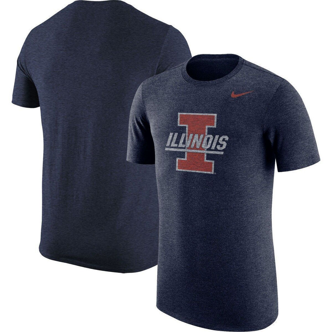 Nike Men's Heathered Navy Illinois Fighting Illini Vintage Logo Tri-blend T- shirt, Fan Shop