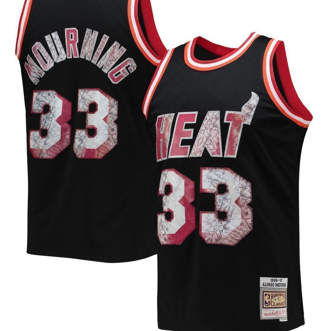 Mitchell & Ness Men's Alonzo Mourning Black Miami Heat 1996/97 Hardwood Classics NBA 75th Anniversary Diamond Swingman Jersey - Image 2 of 4