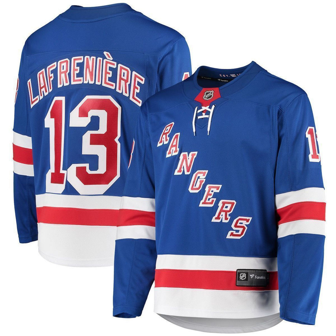 Fanatics Branded Men's Alexis Lafrenière Blue New York Rangers Premier Breakaway Player Jersey - Image 2 of 4