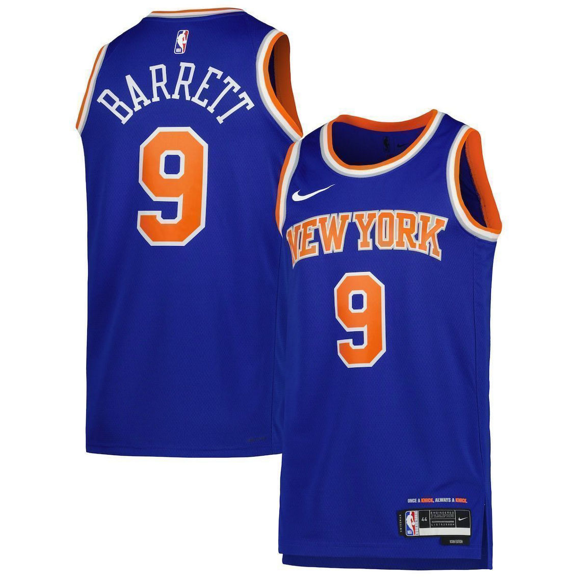 Nike Unisex RJ Barrett Blue New York Knicks Swingman Jersey - Icon Edition - Image 2 of 4