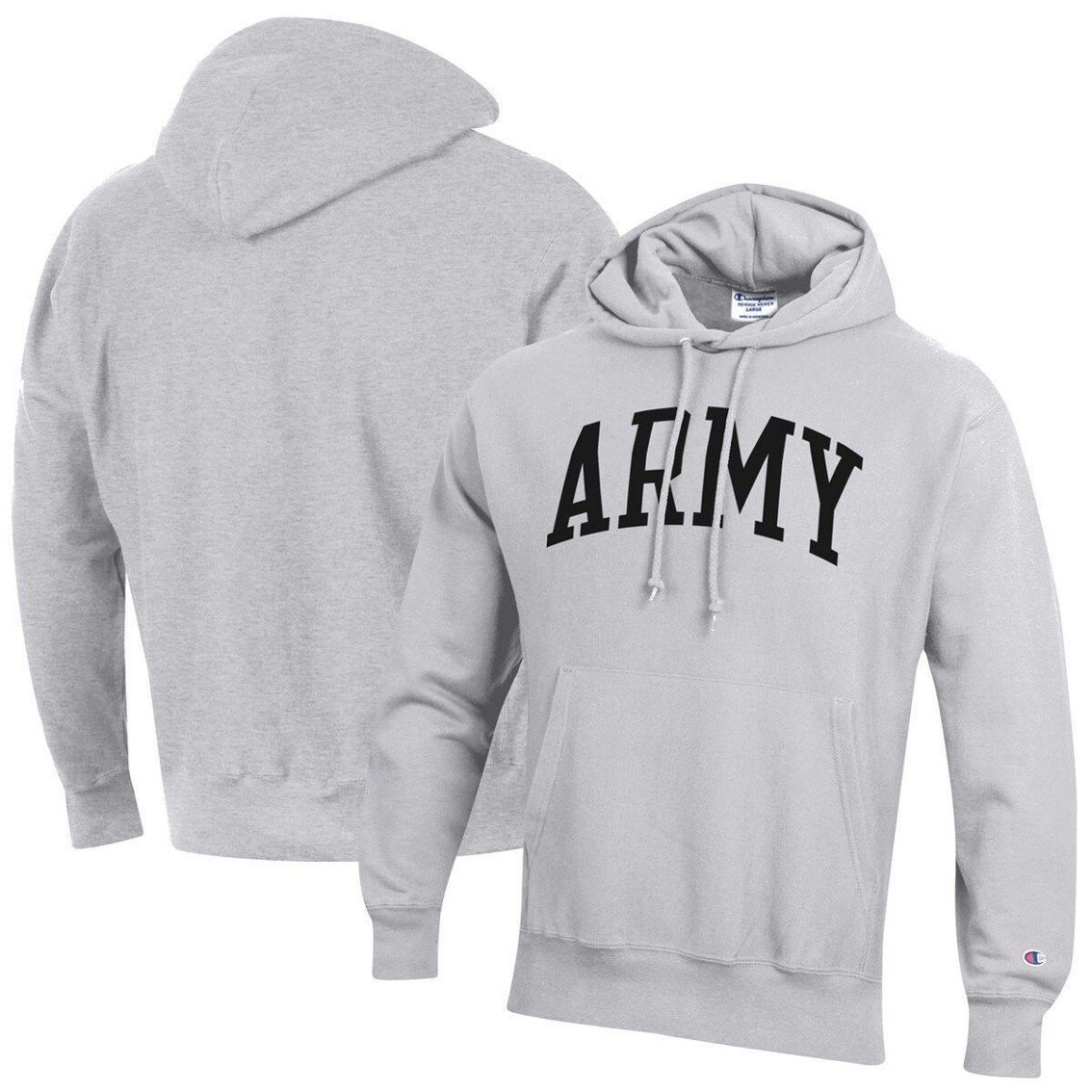 Champion Men's Heathered Gray Army Black Knights Team Arch Reverse Weave Pullover Hoodie - Image 2 of 4