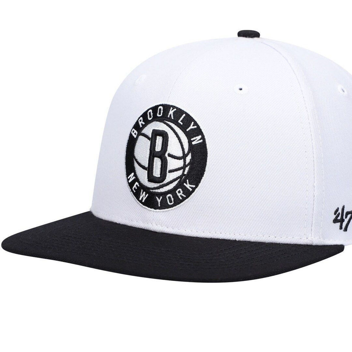 '47 Men's White/Black Brooklyn Nets Two-Tone No Shot Captain Snapback Hat - Image 2 of 4