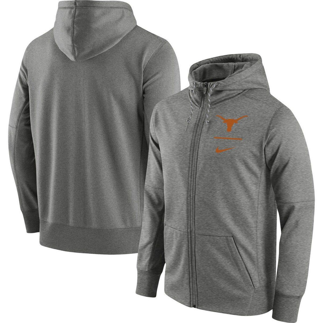 Nike Men's Heathered Gray Texas Longhorns Logo Stack Performance Full-Zip Hoodie - Image 2 of 4
