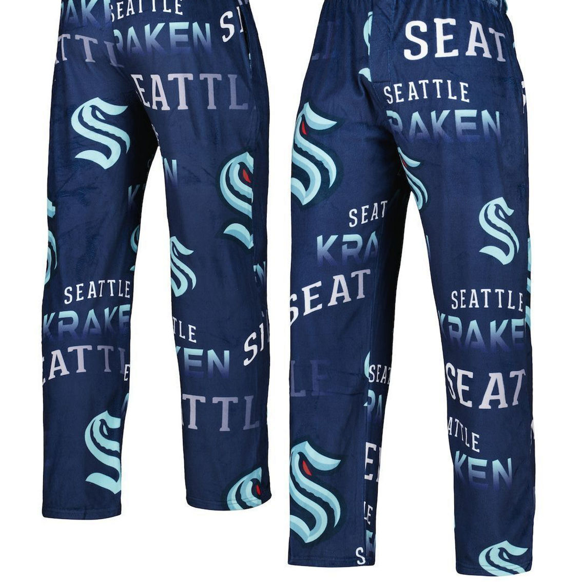 Concepts Sport Men's Deep Sea Blue Seattle Kraken Windfall Allover Microfleece Pajama Pants - Image 2 of 4
