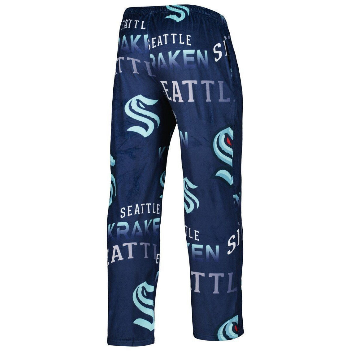 Concepts Sport Men's Deep Sea Blue Seattle Kraken Windfall Allover Microfleece Pajama Pants - Image 4 of 4