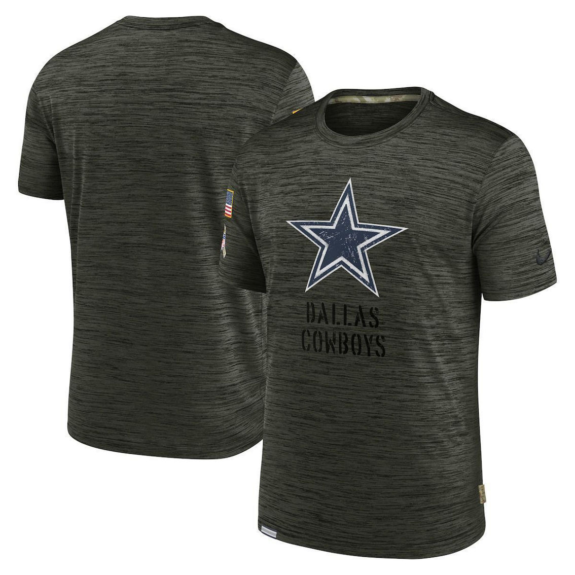 Men's Nike Brown Dallas Cowboys 2022 Salute to Service Velocity Team T-Shirt - Image 2 of 4