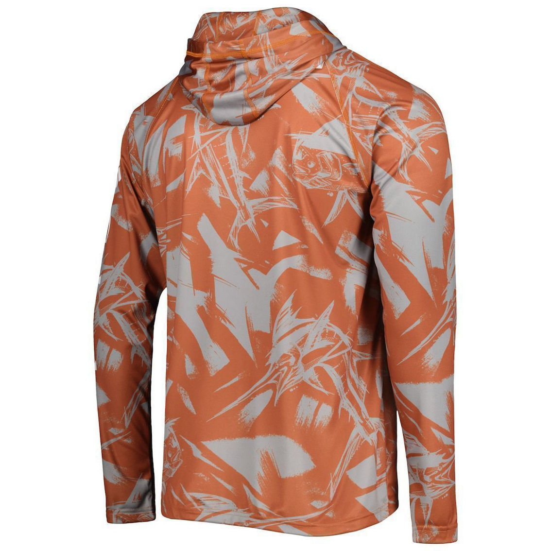 Columbia Men's Texas Orange/Gray Texas Longhorns Super Terminal Tackle Omni-Shade Raglan Long Sleeve Hoodie T-Shirt - Image 4 of 4