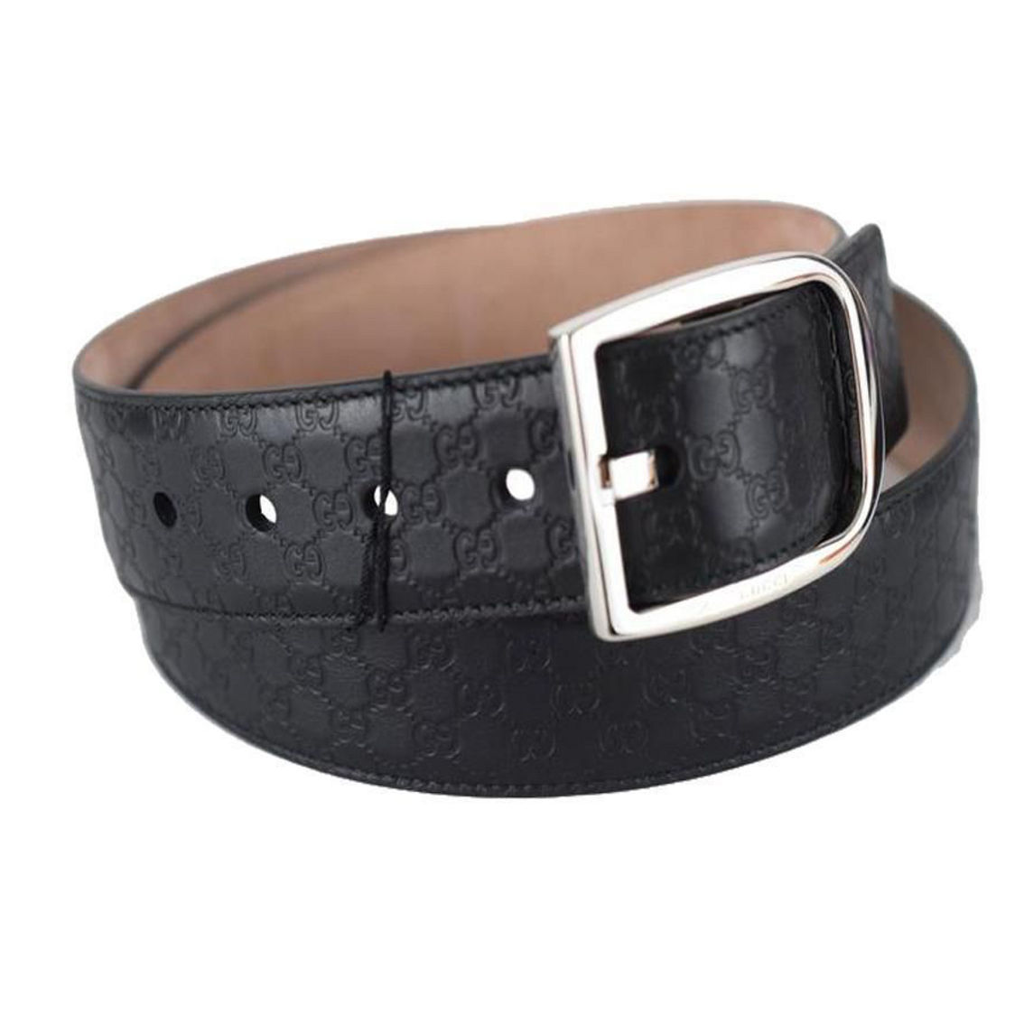 Gucci Micro GG Black Calf Leather Silver Buckle Belt Size 95/38 - Image 2 of 5