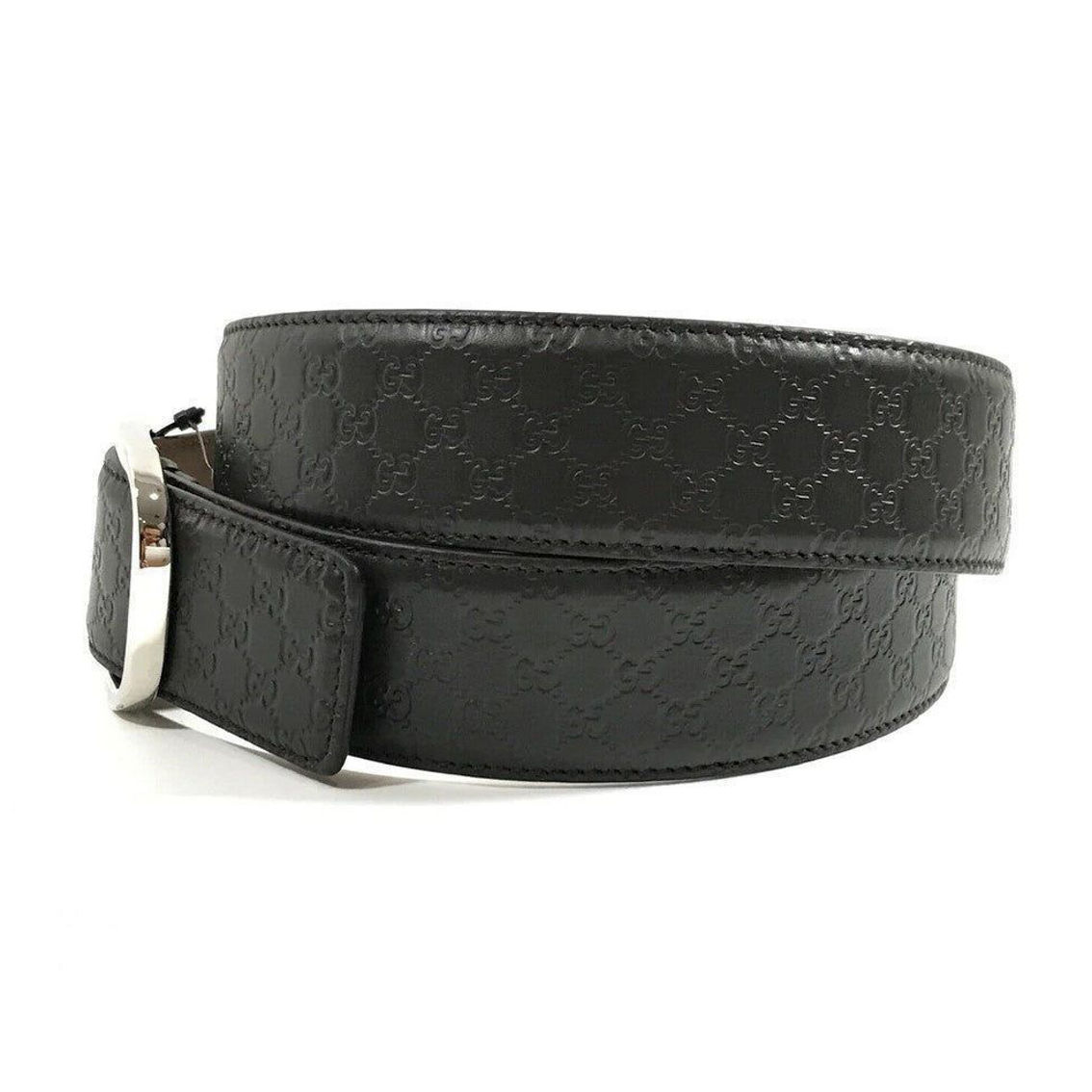 Gucci Micro GG Black Calf Leather Silver Buckle Belt Size 95/38 - Image 4 of 5