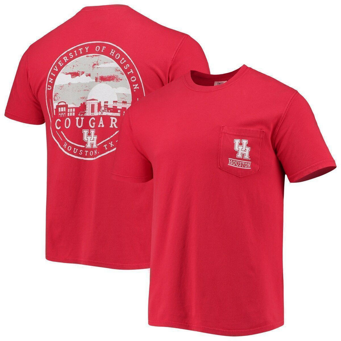 Image One Men's Red Houston Cougars Circle Campus Scene T-Shirt - Image 2 of 4