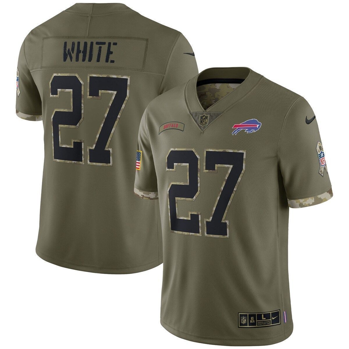 Nike Men's Tre'Davious White Olive Buffalo Bills 2022 Salute To Service Limited Jersey - Image 2 of 4