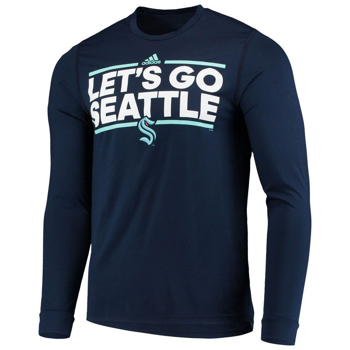 adidas Men's Deep Sea Blue Seattle Kraken Dassler AEROREADY Creator Long Sleeve T-Shirt - Image 3 of 4