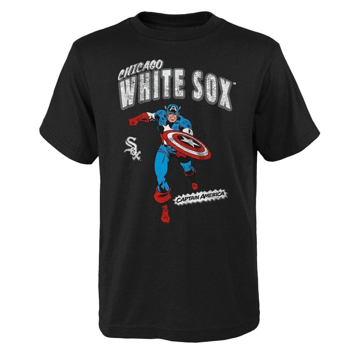 Outerstuff Youth Black Chicago White Sox Team Captain America Marvel T-Shirt - Image 2 of 2