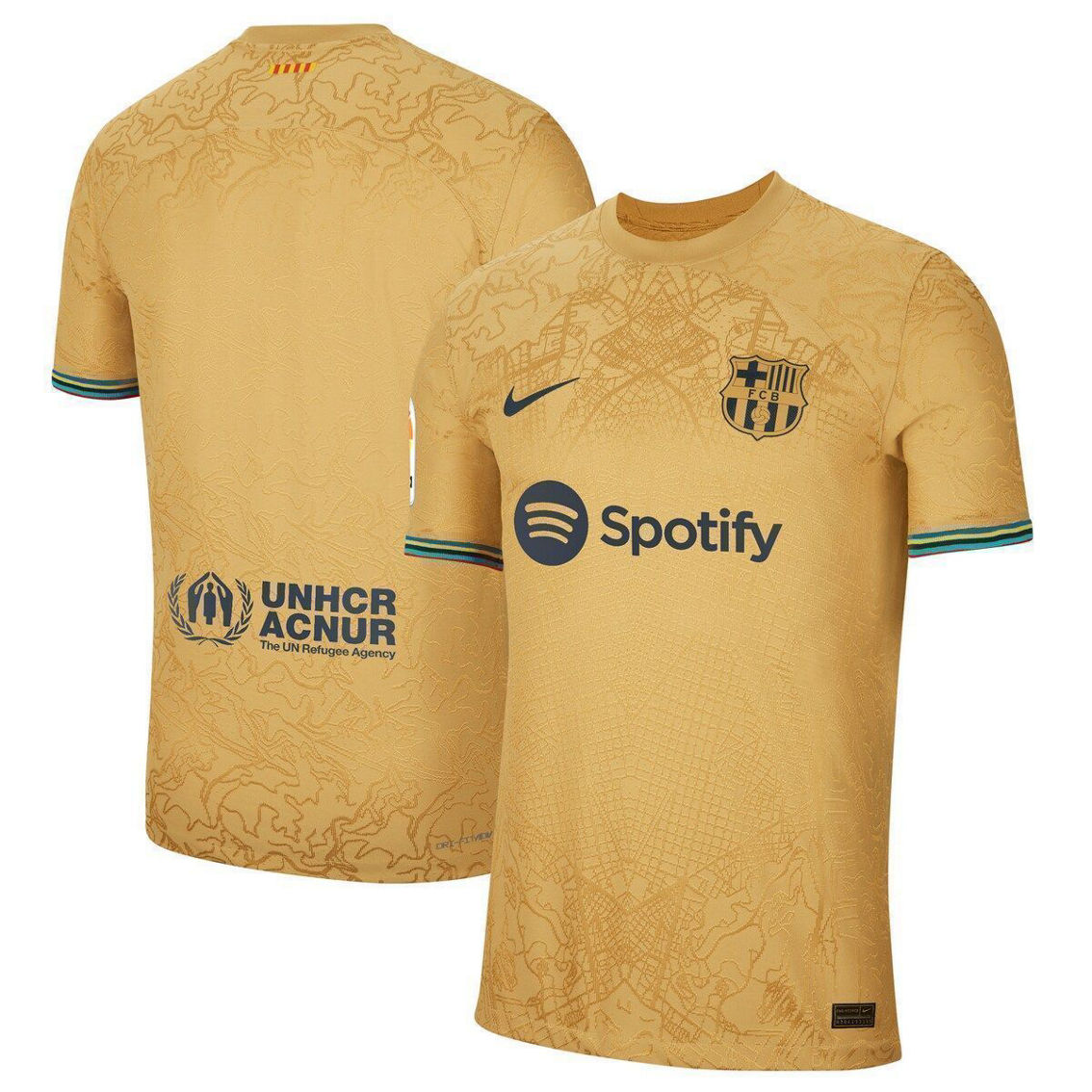 Nike Men's Yellow Barcelona 2022/23 Away Authentic Blank Jersey - Image 2 of 4