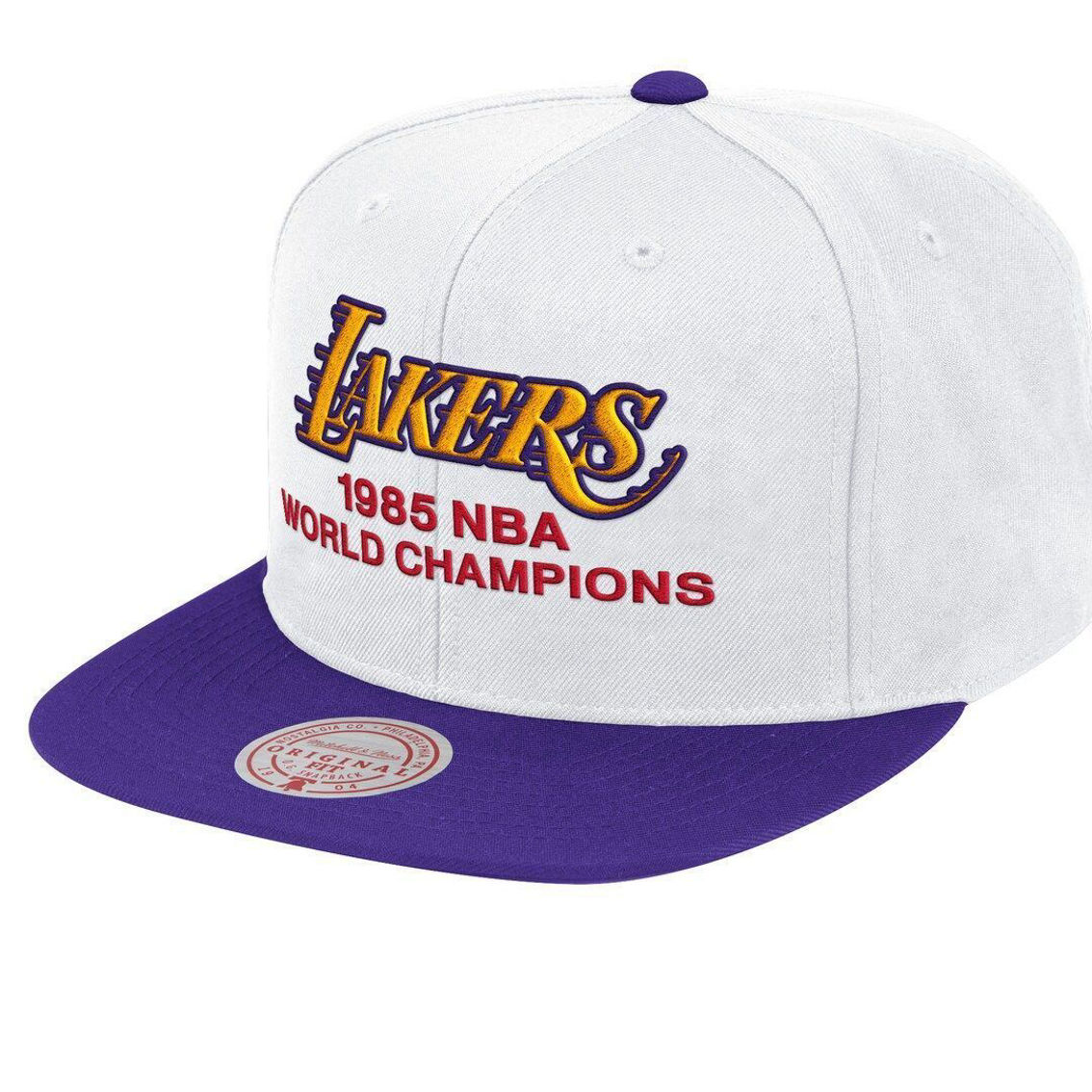 Mitchell  Ness Men's White/purple Los Angeles Lakers 1985 Nba World S  Hardwood Classics Snapback Adjustable Hat Fan Shop Shop The Exchange