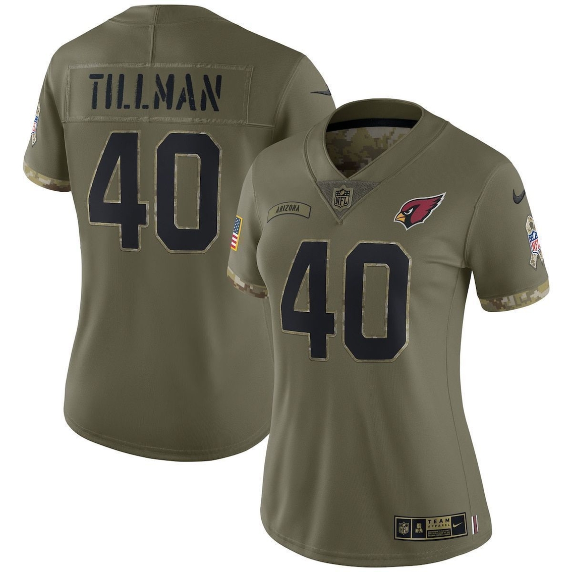 Women's Nike Pat Tillman Olive Arizona Cardinals 2022 Salute To Service Retired Player Limited Jersey - Image 2 of 4