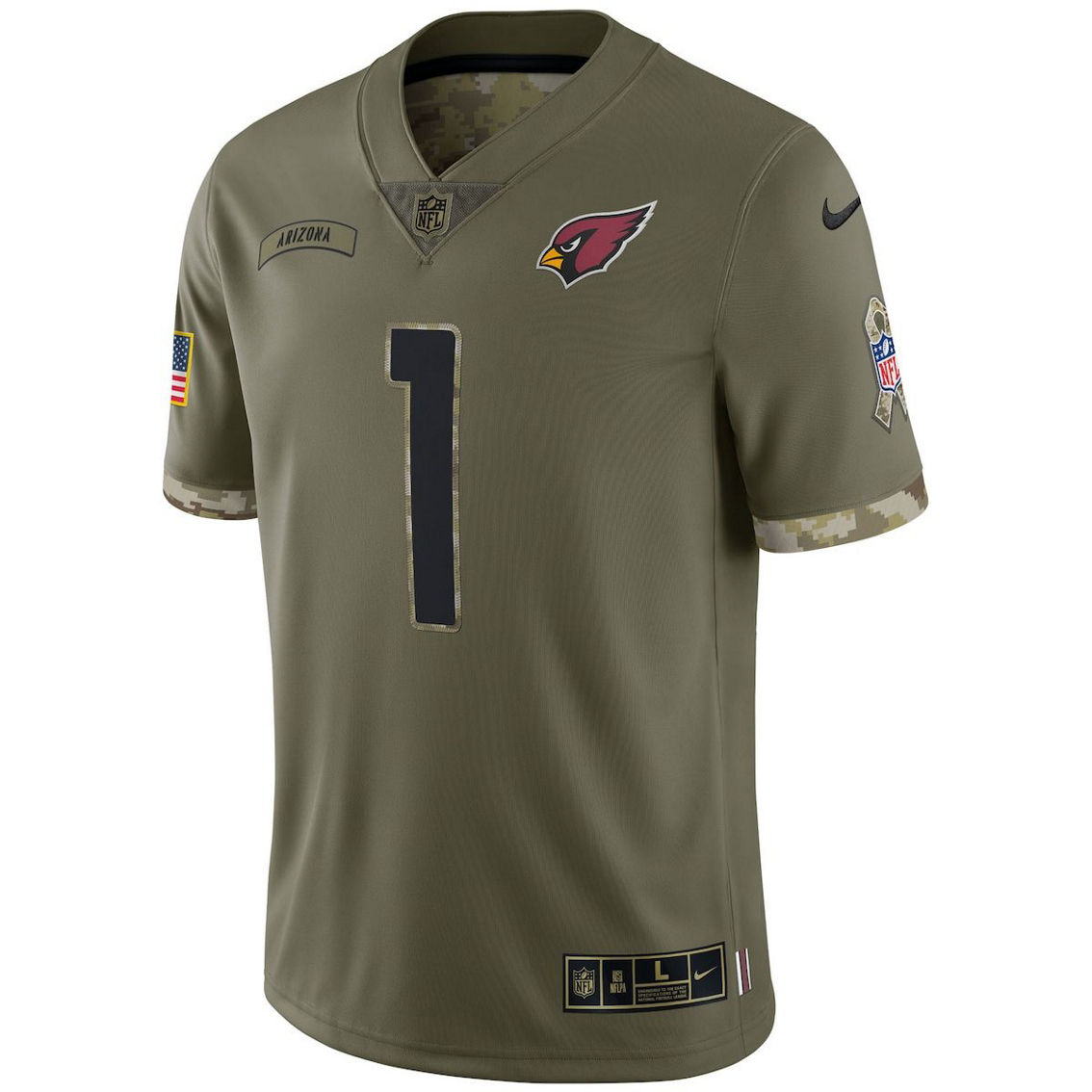 Nike Men's Kyler Murray Olive Arizona Cardinals 2022 Salute To Service Limited Jersey - Image 3 of 4