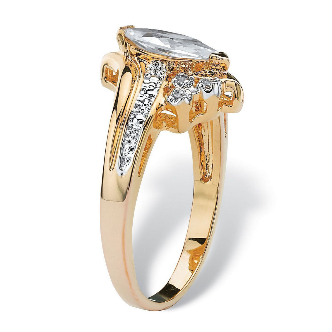 Marquise-Cut Cubic Zirconia Engagement Anniversary Ring 1.03 TCW in Gold-Plated - Image 2 of 5