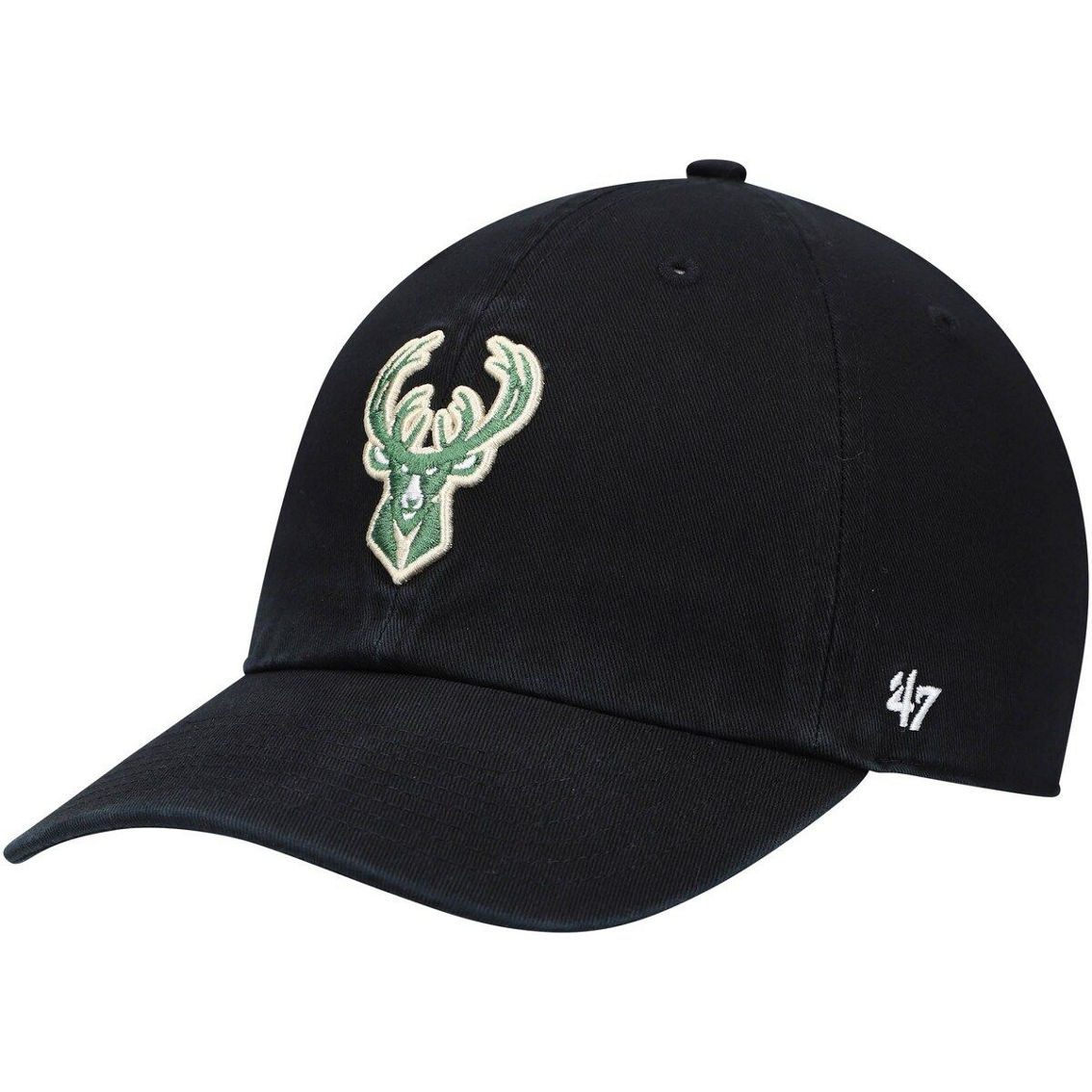 '47 Men's Black Milwaukee Bucks Logo Clean Up Adjustable Hat - Image 2 of 4