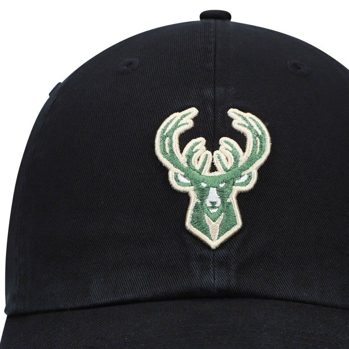 '47 Men's Black Milwaukee Bucks Logo Clean Up Adjustable Hat - Image 3 of 4