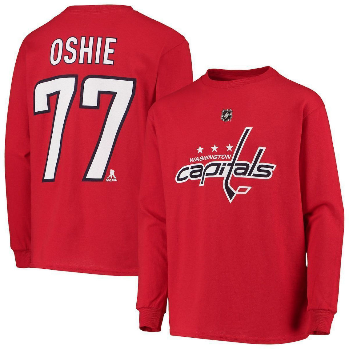 Outerstuff Youth TJ Oshie Red Washington Capitals Authentic Stack Long Sleeve Name & Number T-Shirt - Image 2 of 4